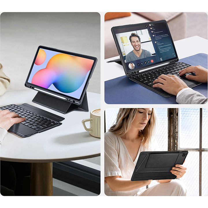 Etui z klawiaturą Bluetooth 5.0 Dux Ducis (seria DK) do Galaxy Tab S6 Lite (2020/2022/2024), czarne.